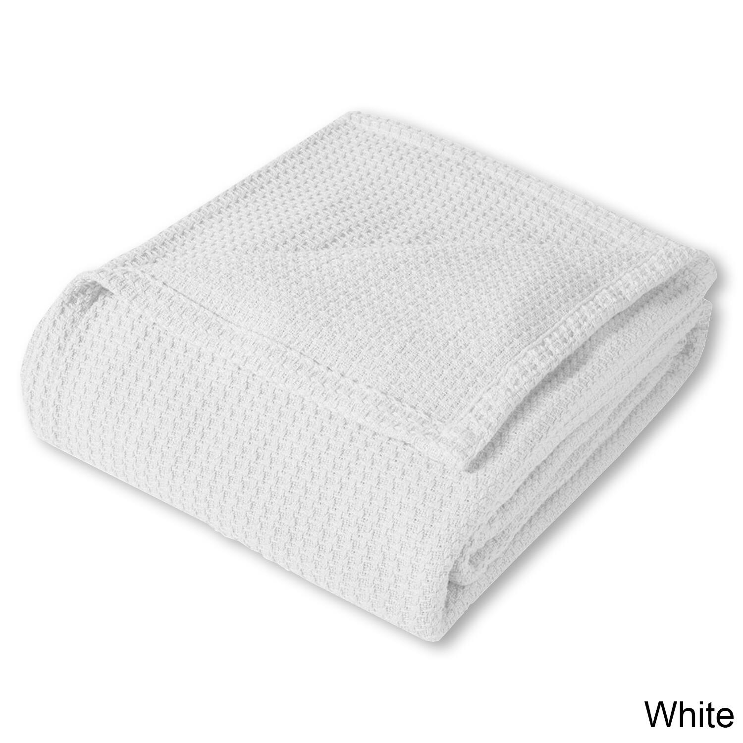 Angle. Sweet Home Collection - 100% Cotton Blanket, Grand Luxury Breathable Houndstooth Woven Design, King - White.