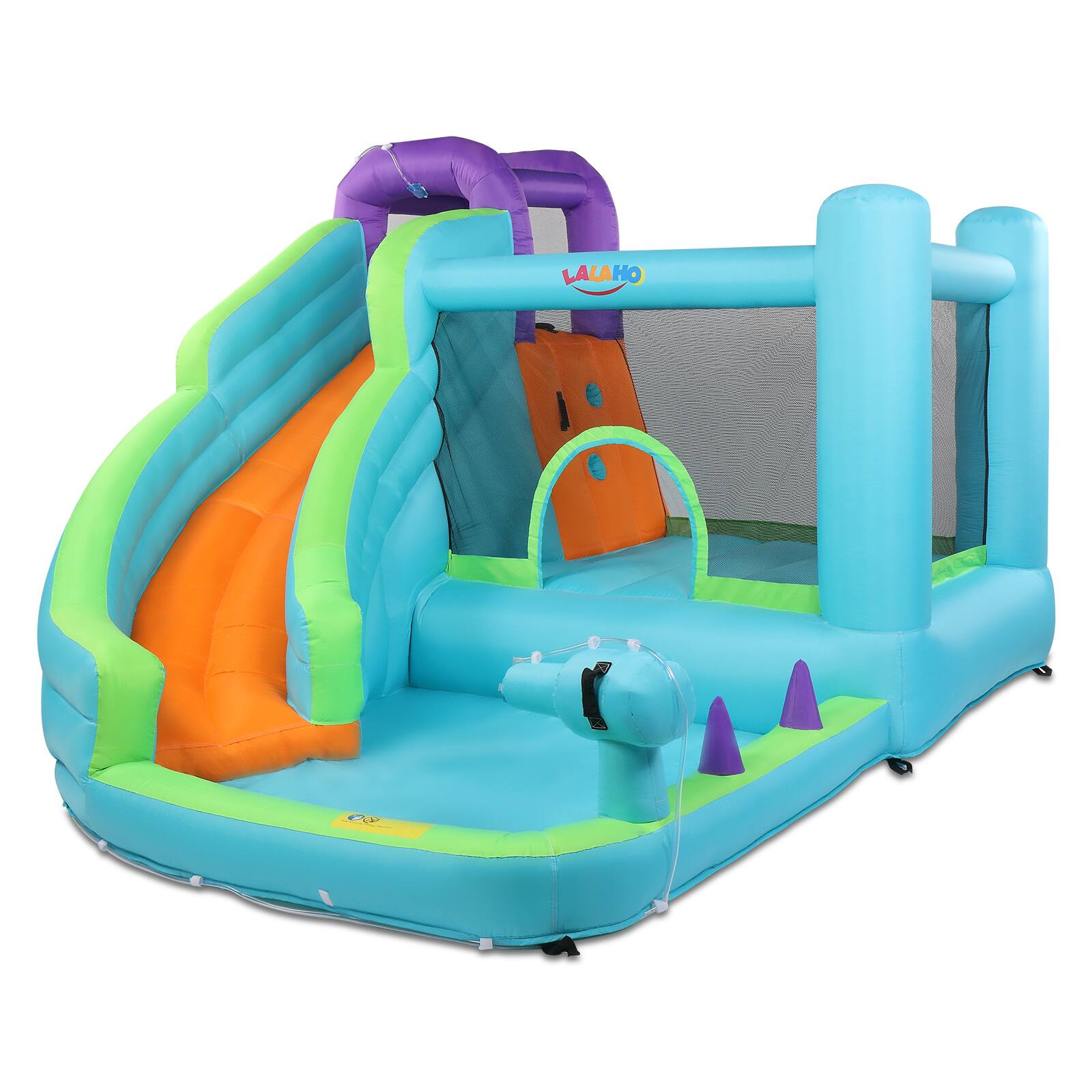 Back. Winado - Jump Bounce House with 350W Air Blower, Inflatable Water Slide for Backyard, Lawn, Outdoor Bouncy Castle W/Pool Area.