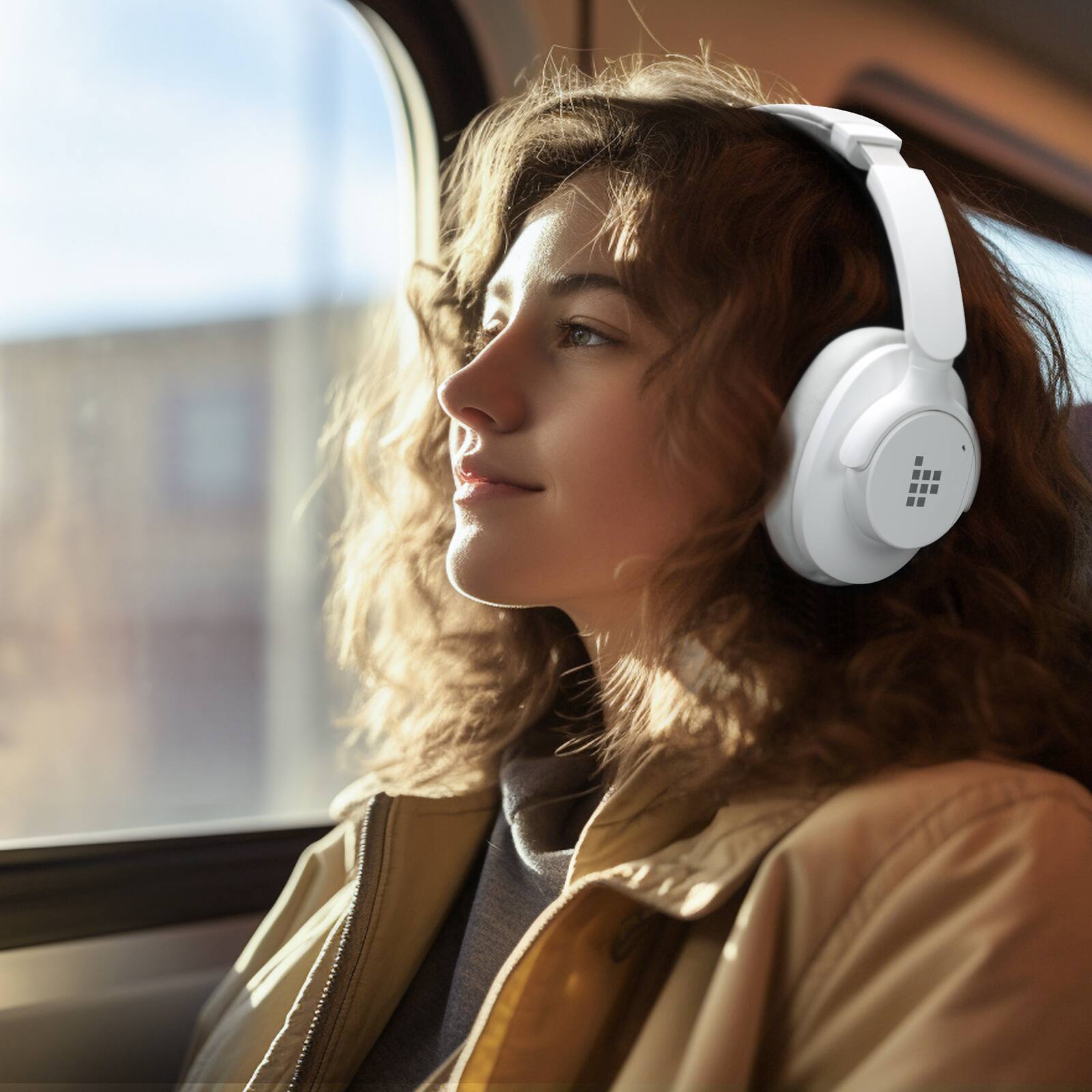 Alt View 11. Tronsmart - Q20 Active Noise Cancelling Headphones, Wireless Over-Ear Bluetooth Headphones, 60H Playtime, Deep Bass, Comfort Fit - White.