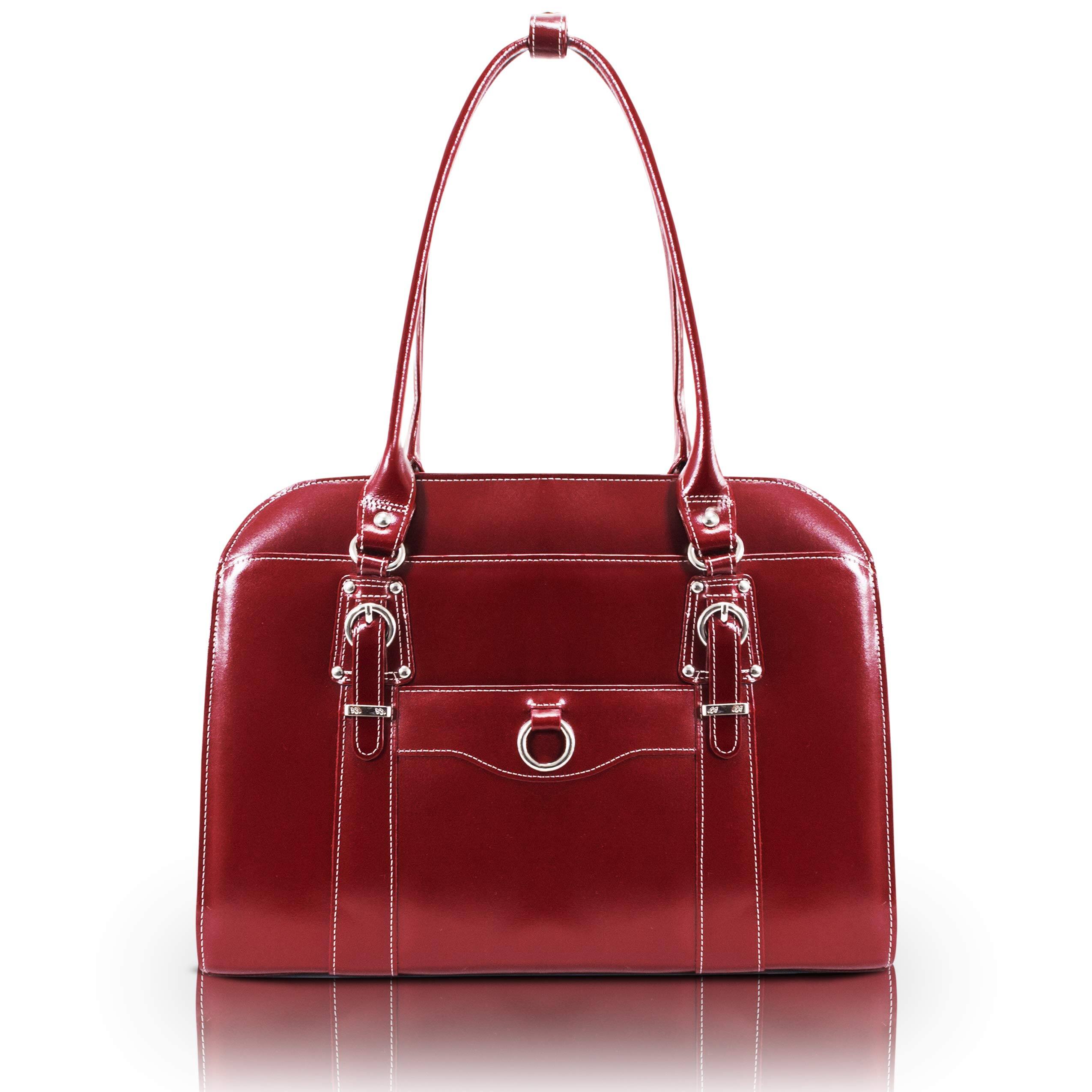 Front. McKleinUSA - 14-inch Leather Laptop Briefcase Top Grain Cowhide Business Organizer High-Density Protective Compartment - Red.