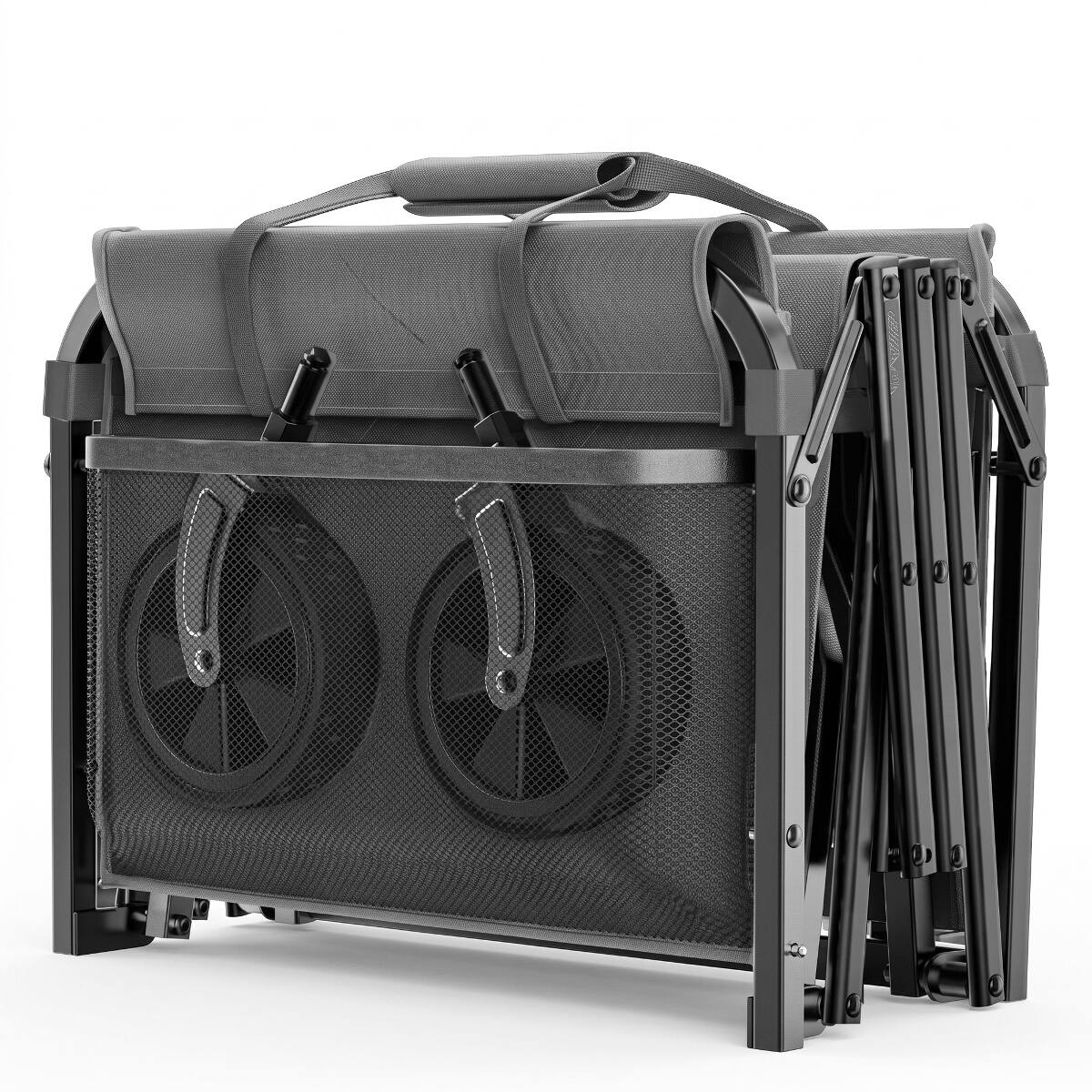 Alt View 9. Loheer - Loheer Expandable Dual-Layer Utility Wagon, 220 lb Capacity, All-Terrain Swivel Wheels, Gray.