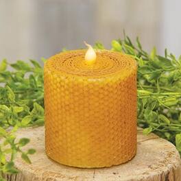 BreeBe - Wrapped Honeycomb LED Pillar 3" x 3" - Yellow
