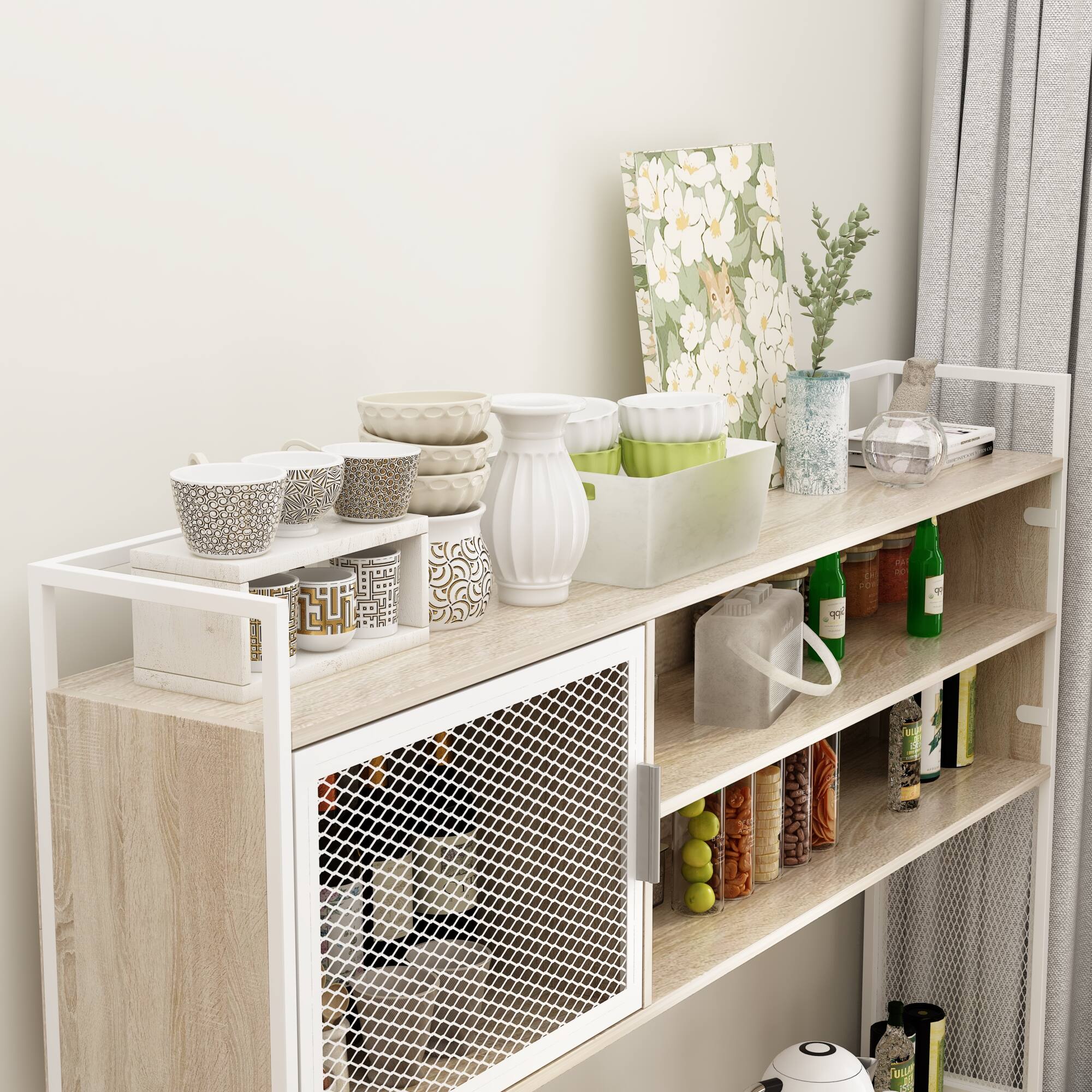 Alt View 7. FUFU & GAGA - FUFU&GAGA Modern Industrial Storage Hutch: Multi - Space Organizer - White.