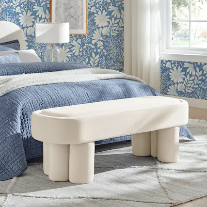 Front. Modway - Mossi Oval Performance Velvet Accent Bench by Modway - Alabster.