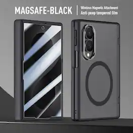 Dteck - Magnetic Case for Samsung Galaxy Z Fold8 Built-in Privacy Screen Protector,Frosted Shockproof Rugged Hinge Cover - Black