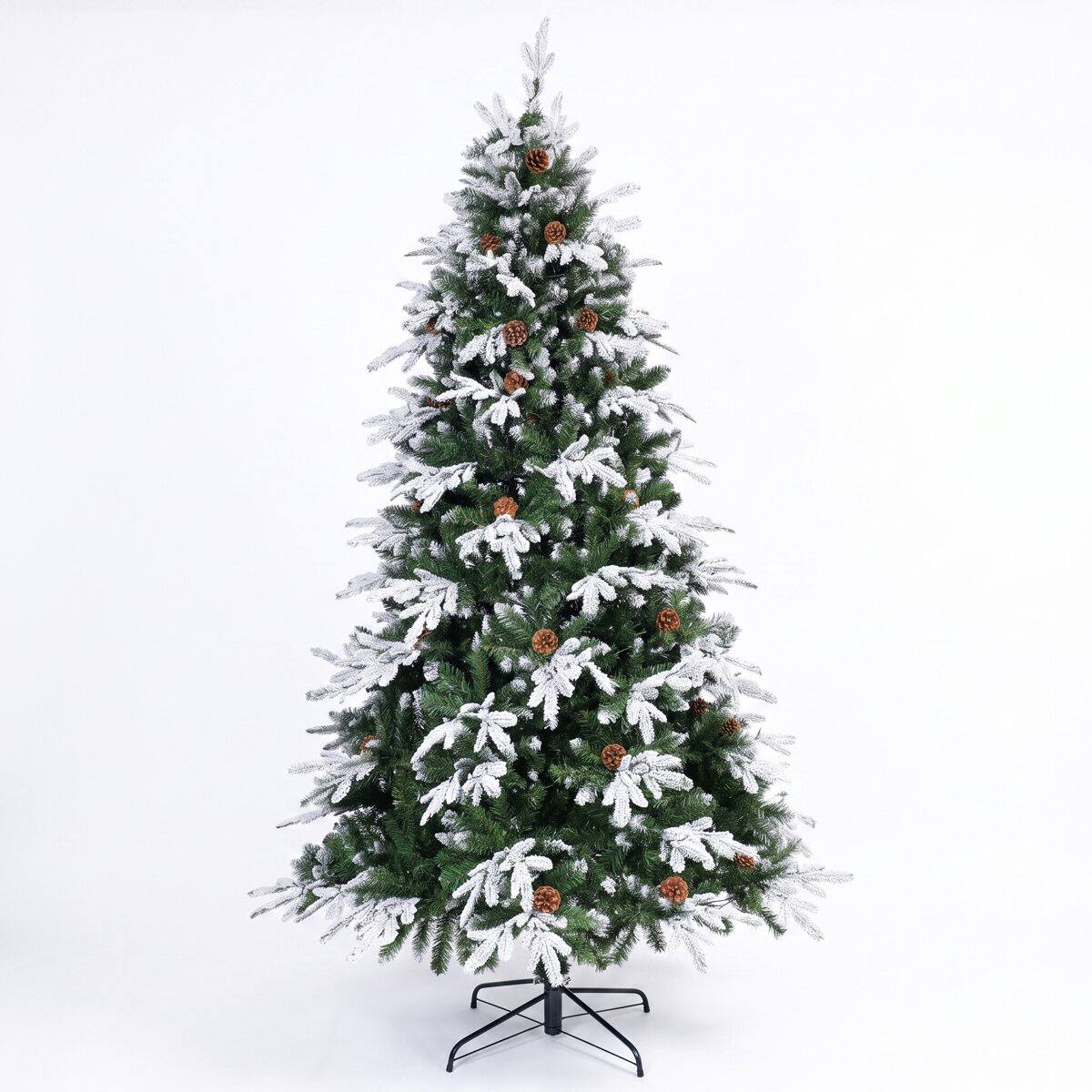 Alt View 8. Wisairt - 7.5FT Pre-Lit Flocked Snow-Tipped PE Realistic Christmas Tree, 1284 Tips, 400 LED 11 Modes - Green.