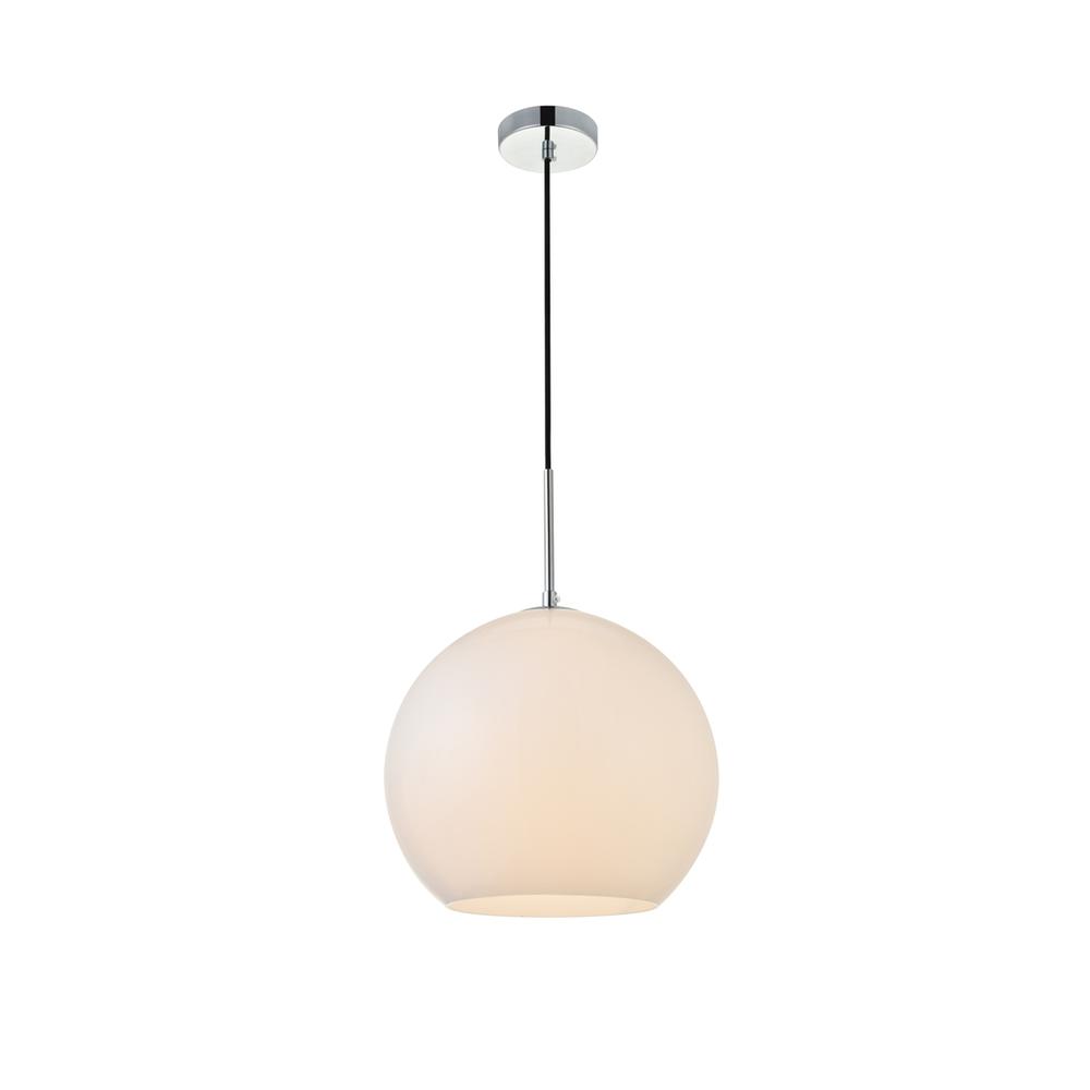 Alt View 3. Living District - Baxter 1 Light Chrome Pendant With Frosted White Glass - Chrome And Frosted White.