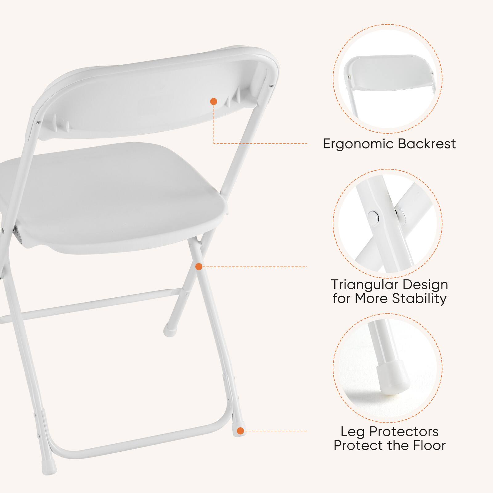 Ergonomic Backrest  
Triangular Design for More Stability  
Leg Protectors Protect the Floor