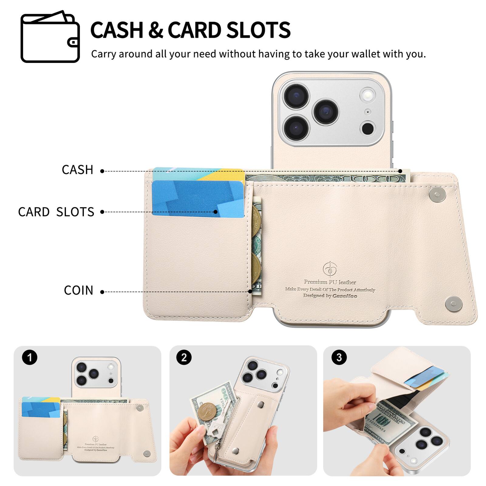 CASH & CARD SLOTS  
Carry around all your need without having to take your wallet with you.

CASH  
CARD SLOTS  
COIN  

Premium PU leather  
Make Every Detail Of The Product Attentively  
Designed by CaseNoo  

1  
2  
3  

Formatone R adidas - Twiet I -- - youthers - Cacbook  
C523395451 CATAMAN
