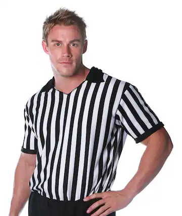Front. Underwraps - Referee Men's Costume Shirt: One Size - Black/White.
