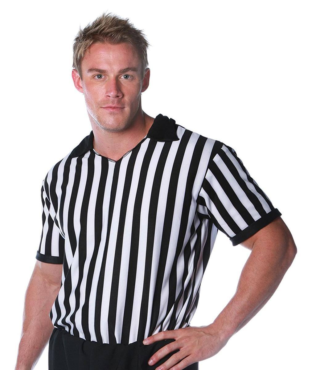 Front. Underwraps - Referee Men's Costume Shirt: One Size - Black/White.