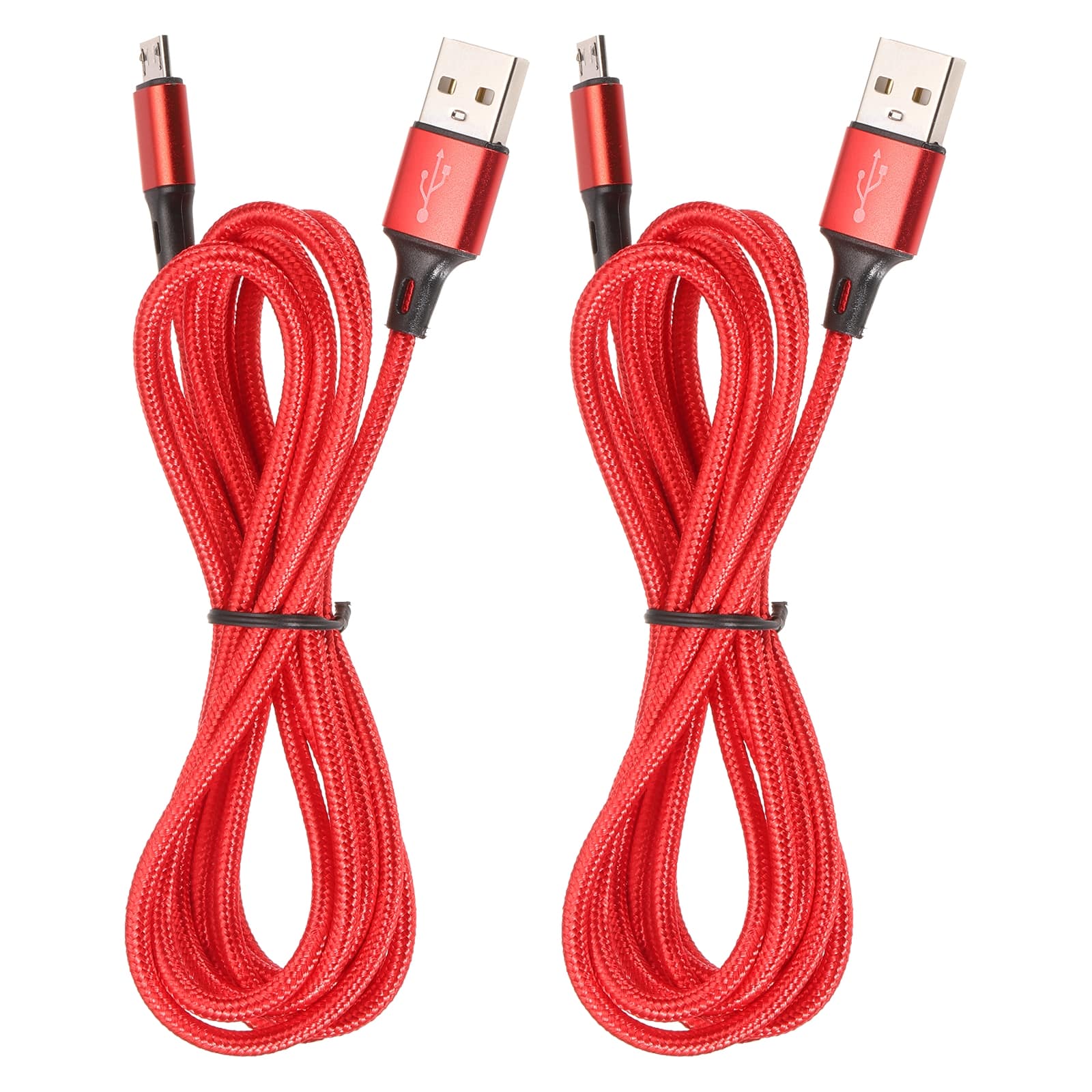 Unique Bargains - 2pcs Controller Charger Cable 6Ft USB A to Micro USB Fast Charging Cord - Red