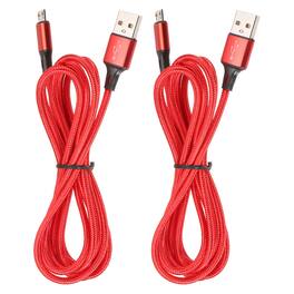 Unique Bargains - 2pcs Controller Charger Cable 6Ft USB A to Micro USB Fast Charging Cord - Red