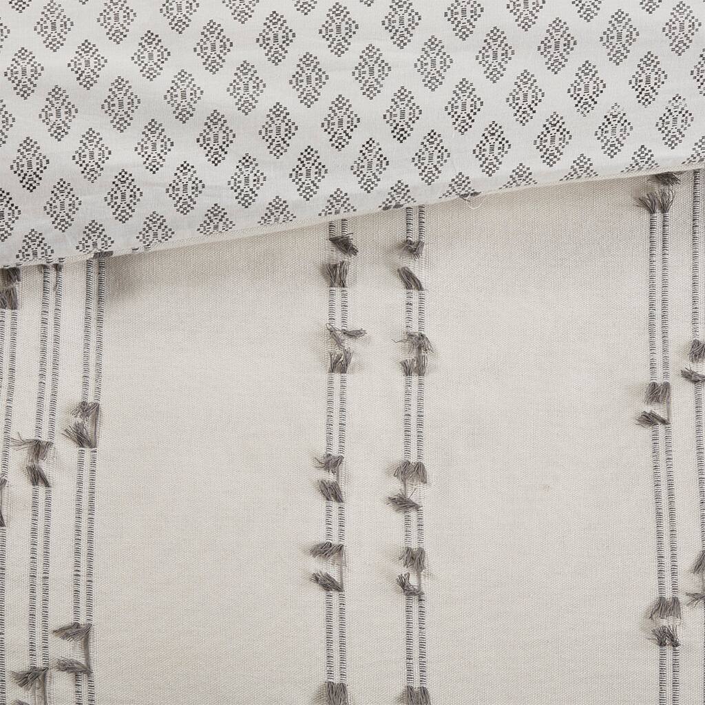 Alt View 5. Gracie Mills - Gracie Mills Trujillo 3-Piece Embroidered Stripes Cotton Jacquard Comforter Set - Ivory.