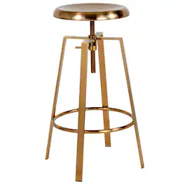 Alamont Home - Toledo Industrial Style Barstool with Swivel Lift Adjustable Height Seat - Gold