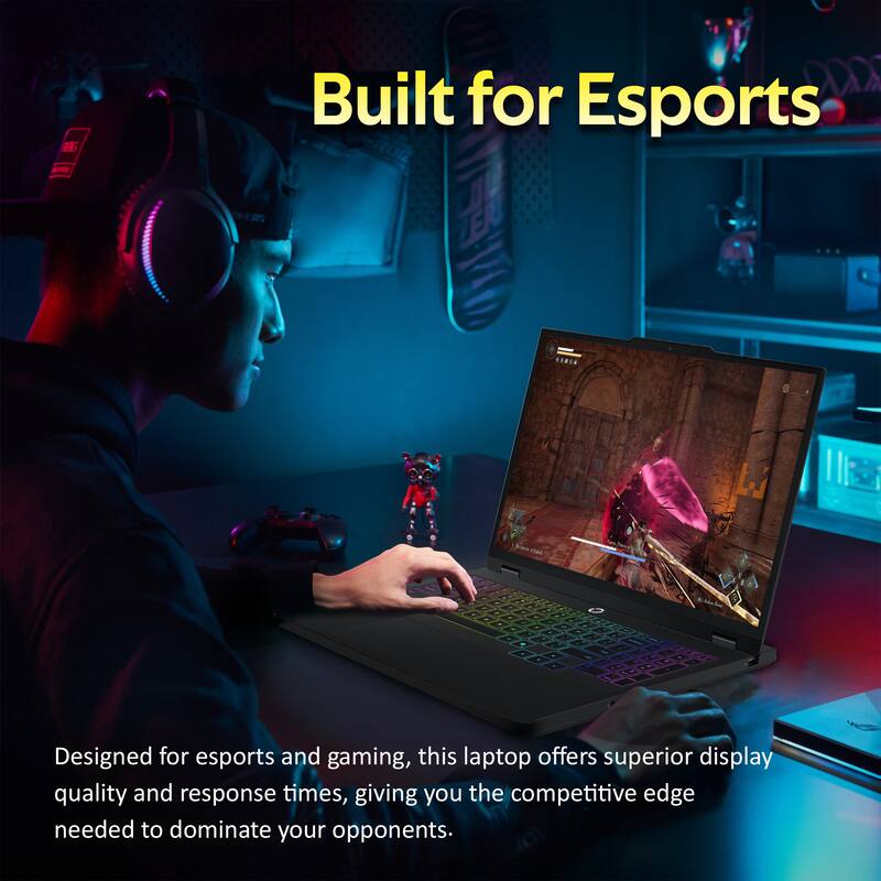 Built for Esports

Designed for esports and gaming, this laptop offers superior display quality and response times, giving you the competitive edge needed to dominate your opponents.