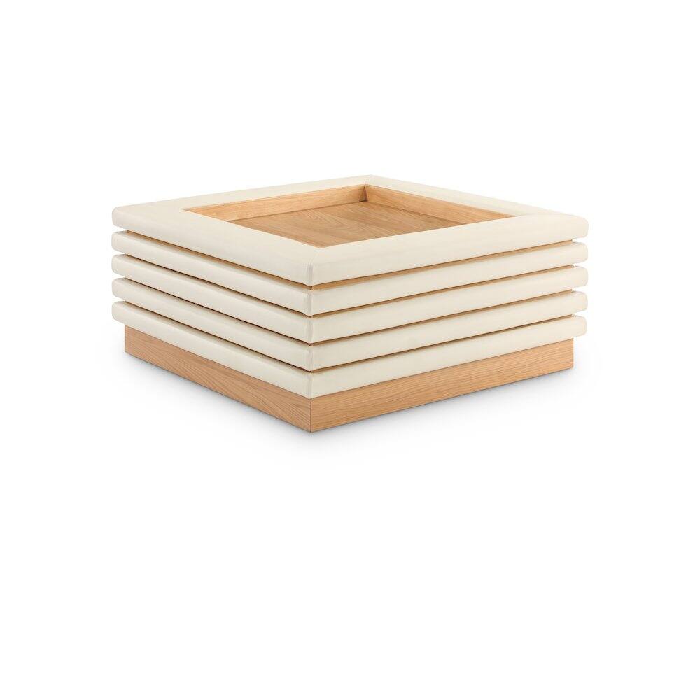 Front. Meridian Furniture - Rory Cream Vegan Leather Coffee Table - Beige.