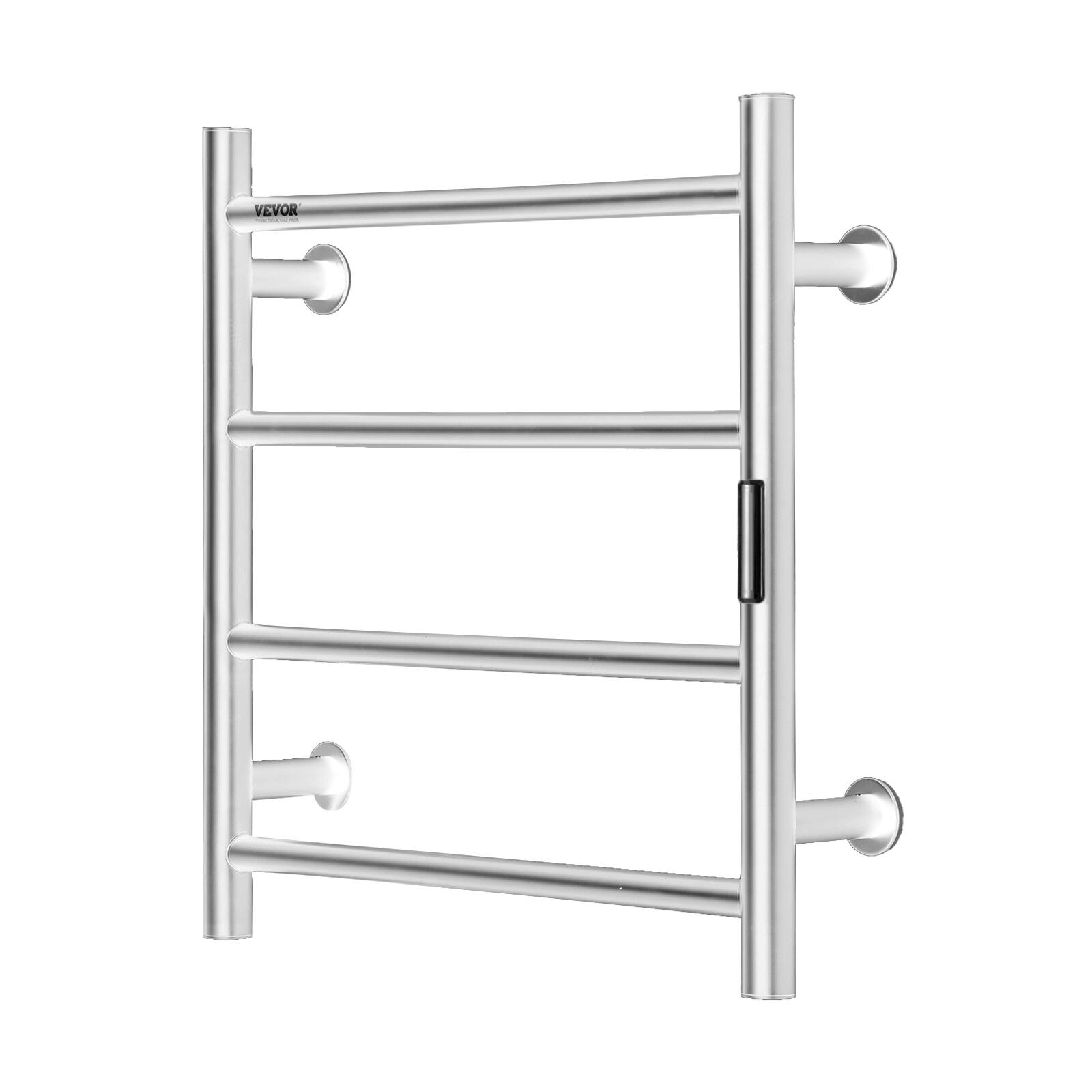 Alt View 5. VEVOR - 4 Bars Towel Warmer Rack, Wall Mounted Heated Towel Rack for Bathroom, IPX5 Waterpoof Towel Heater Rack - Silver.