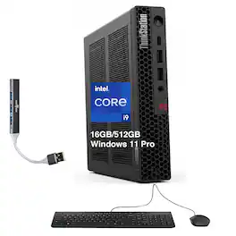 Lenovo - Upgraded - ThinkStation P3 Tiny Workstation Mini Desktop (Intel i9-14900 vPro, T400 4GB, 16GB DDR5,512GB SSD, Win 11 Pro) - Black