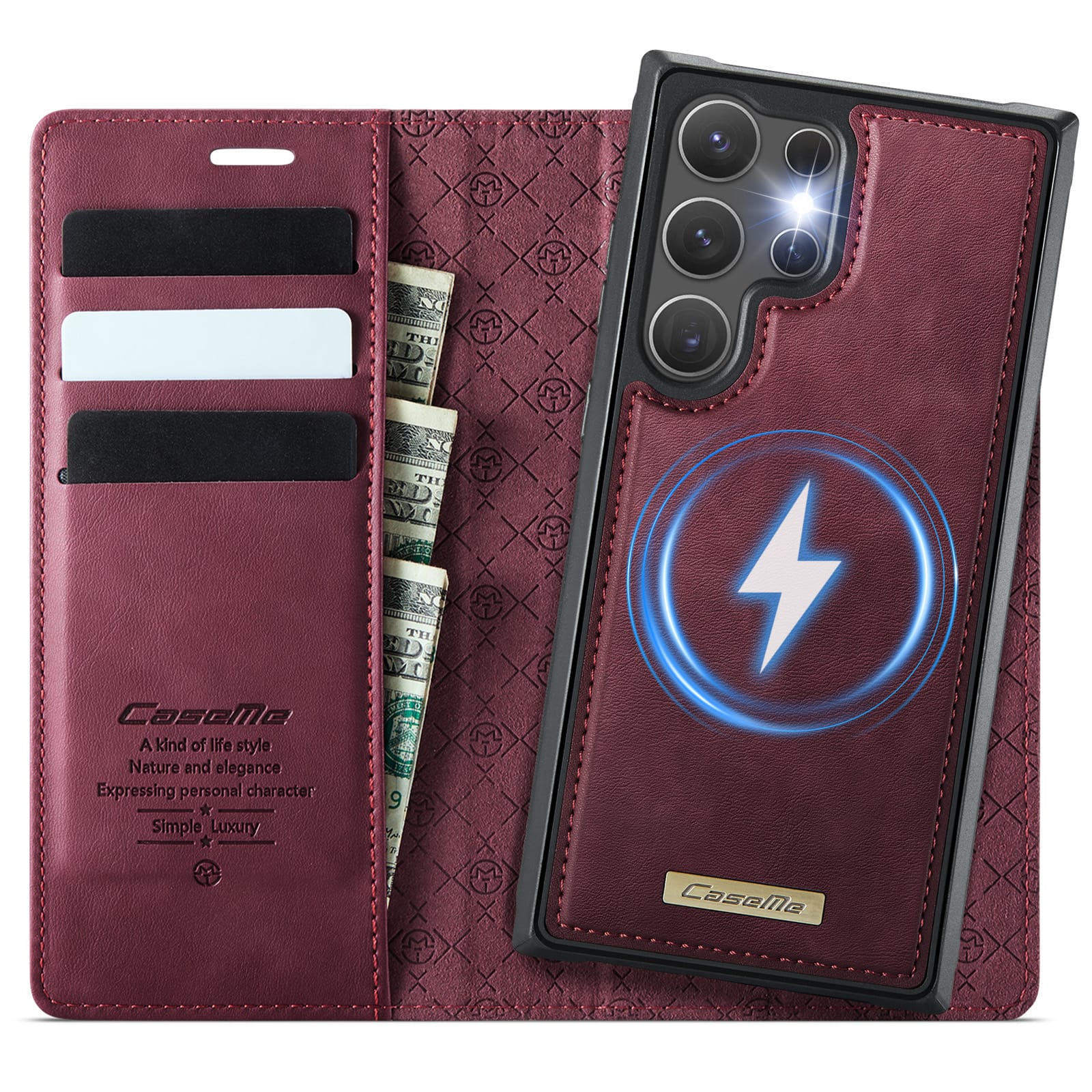 Dteck - for Samsung Galaxy S25 Ultra Detachable Wallet Case, 2 in 1 PU Leather Flip Folio Case with RFID Blocking Phone Cover - Red price history on PriceWatchPro