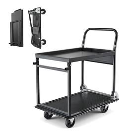 VEVOR - Foldable Push Cart Dolly, 700 lbs, Heavy Duty Platform Hand Truck with Wheels, High-Strength Steel - Black