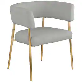 Meridian Furniture - Creston Light Grey Durable Linen Textured Fabric Dining Chair - Gray
