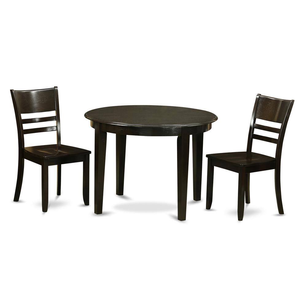 Back. East West Furniture - 3 PC Kitchen Table set-Kitchen Table and 2 Kitchen Chairs - Cappuccino.