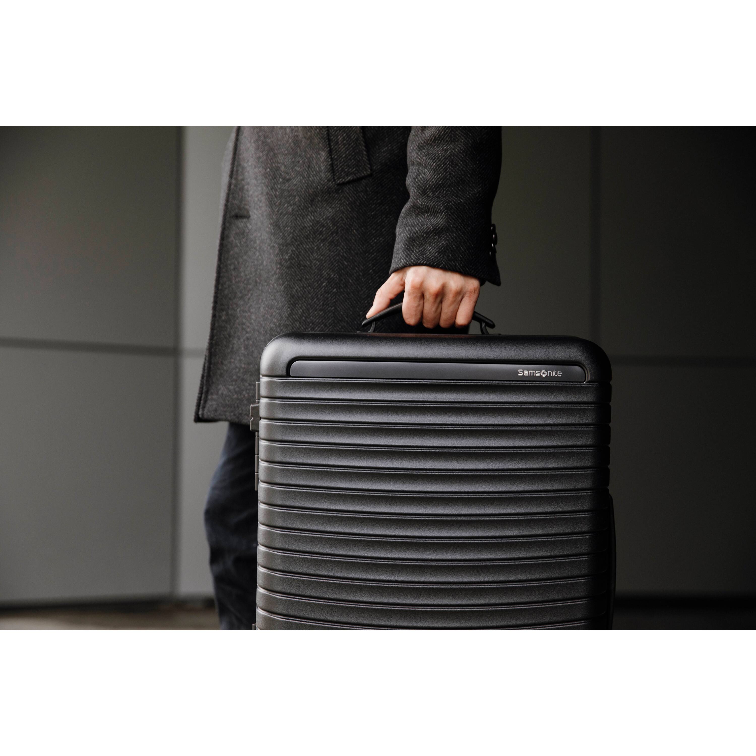 Alt View 5. Samsonite - Framelock Max Carry On Spinner Suitcase - Asphalt Black.