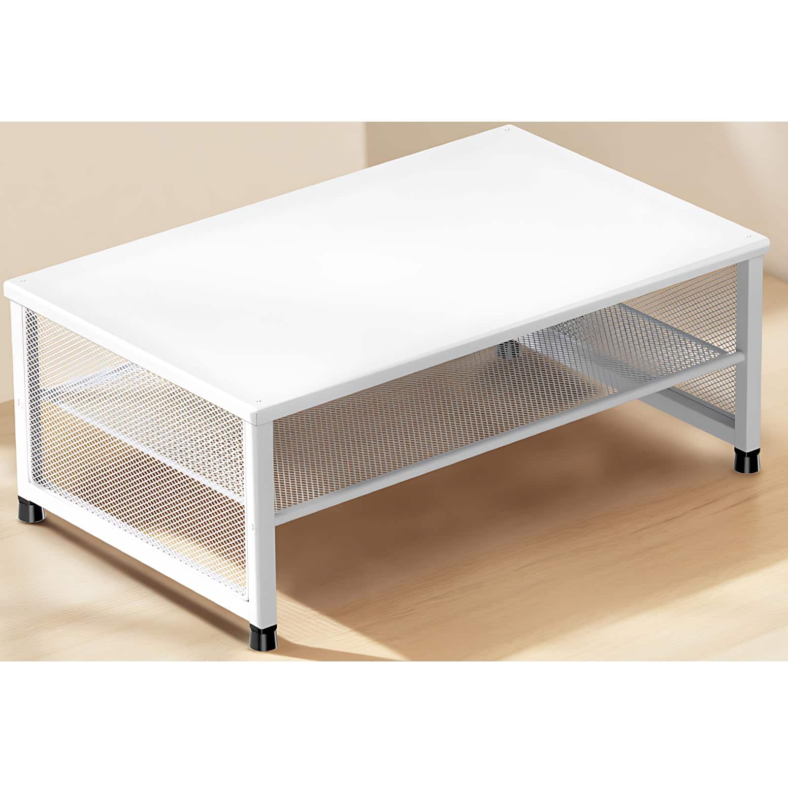 Hanke - Desk Organizers And Accessories 2-tier Metal Computer Monitor Stand Riser Organizer For Printer Laptop Desk - White