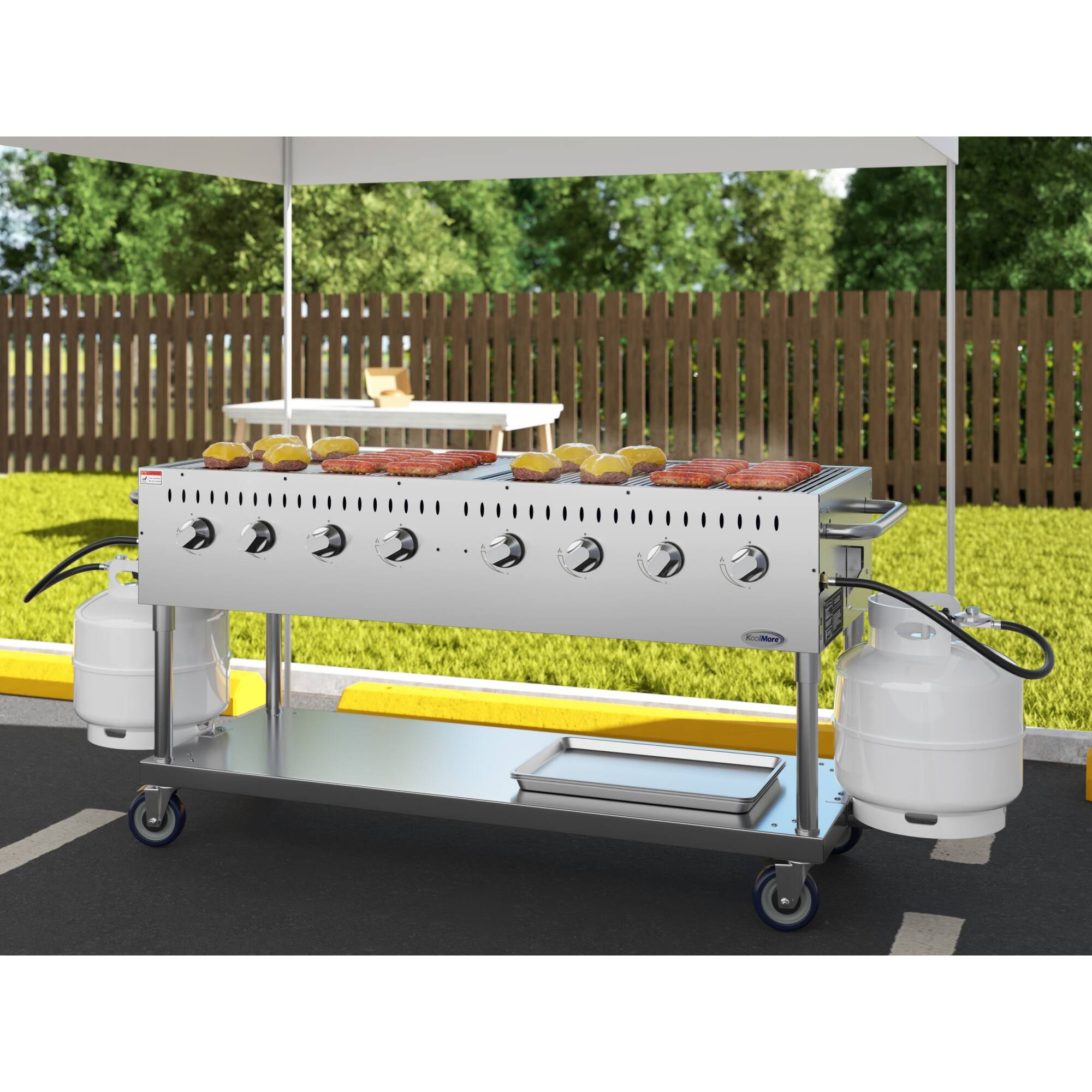 Alt View 1. Koolmore - 60 in. Commercial Mobile Outdoor Propane Gas Grill, ETL Listed in Stainless-Steel (KM-CGM-60) - Stainless Steel.