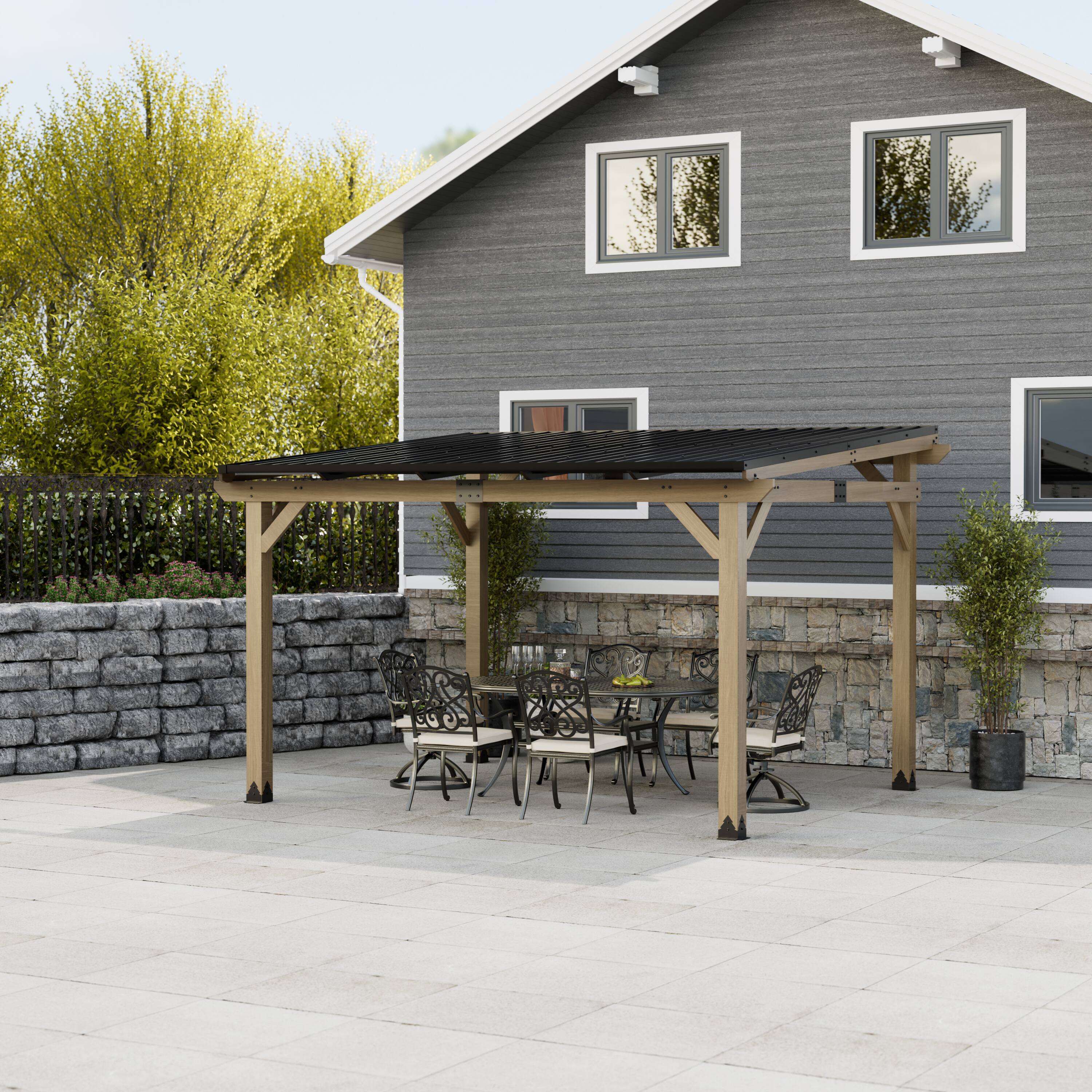 Angle. Mondawe - 10x12 ft. Cedar Hardtop Gazebo - Black.