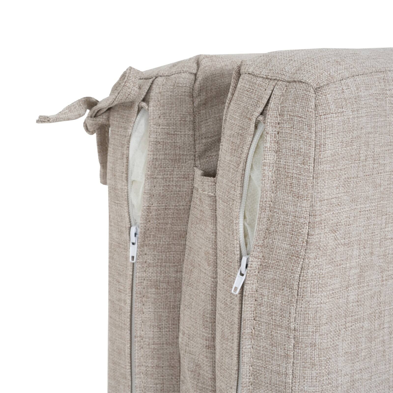 Alt View 7. Ecooso - Water-Repellent Outdoor Chaise Lounge Cushion with Ties, UV-Resistant Fabric, 3-Inch Thick Padding, and Easy-Care Design - Beige.