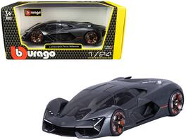 Lamborghini Terzo Millennio Top and Carbon Accents 1/24 Diecast Model Car by Bburago - Dark Gray Metallic With Black