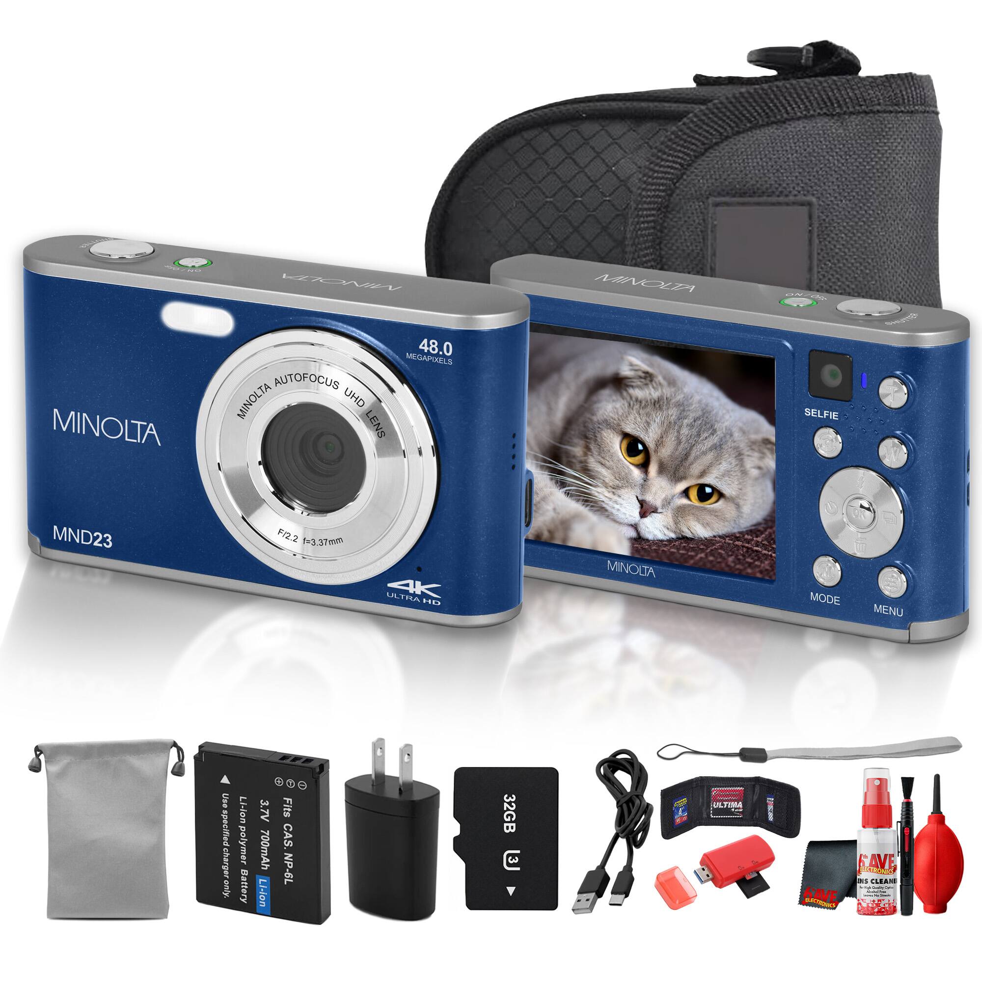 MINOLTA 48.0 MEGAPIXELS AUTOFOCUS UHD LENS MIOP SELFIE - MND23 F/2.2 1-3.37mm SALIPIA 4K ULTRAHD MINOLTA MODE MENU

- payrnade com numubes Lisen polymer Mattery 3.7V 700mAh Li-Jon Fits CAS. NP-6L
- 32GB ALEIAA
- SAVE i LLEANE
