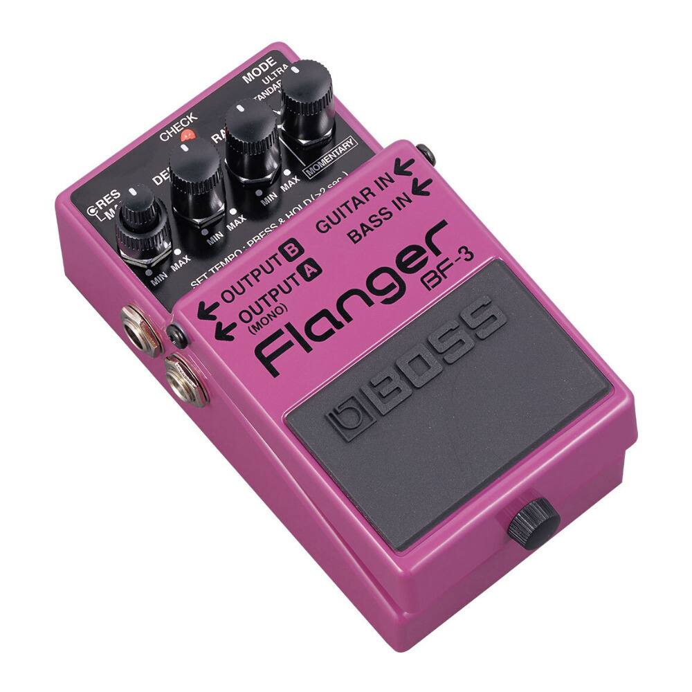 Cres LM Mode Ultra Andaf Check RA Momentary De Momentary Guit In Bass In Press R Hoi Guitar Bass Min Tempo-Press B Max Tempo A BF-3 Min Sft Output Output Flanger (Mono)