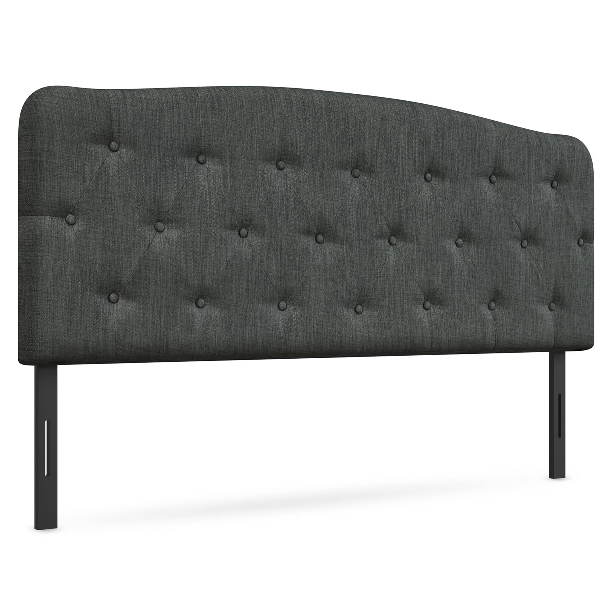 Alt View 1. Costway - Costway Full Size Upholstered Headboard Only Adjust Button Tufted Faux Linen - Dark Grey.