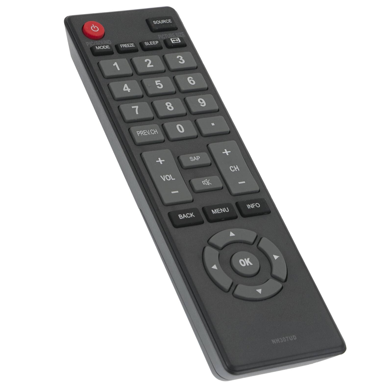 SOURCE PICTURE BIZE  PIC/SOUND FREEZE SLEEP MODE 2 3 1 5 6 4 8 9 7 - PREV.CH 0 + VOL - SAP  + CH - BACK MENU INFO OK NH307UD