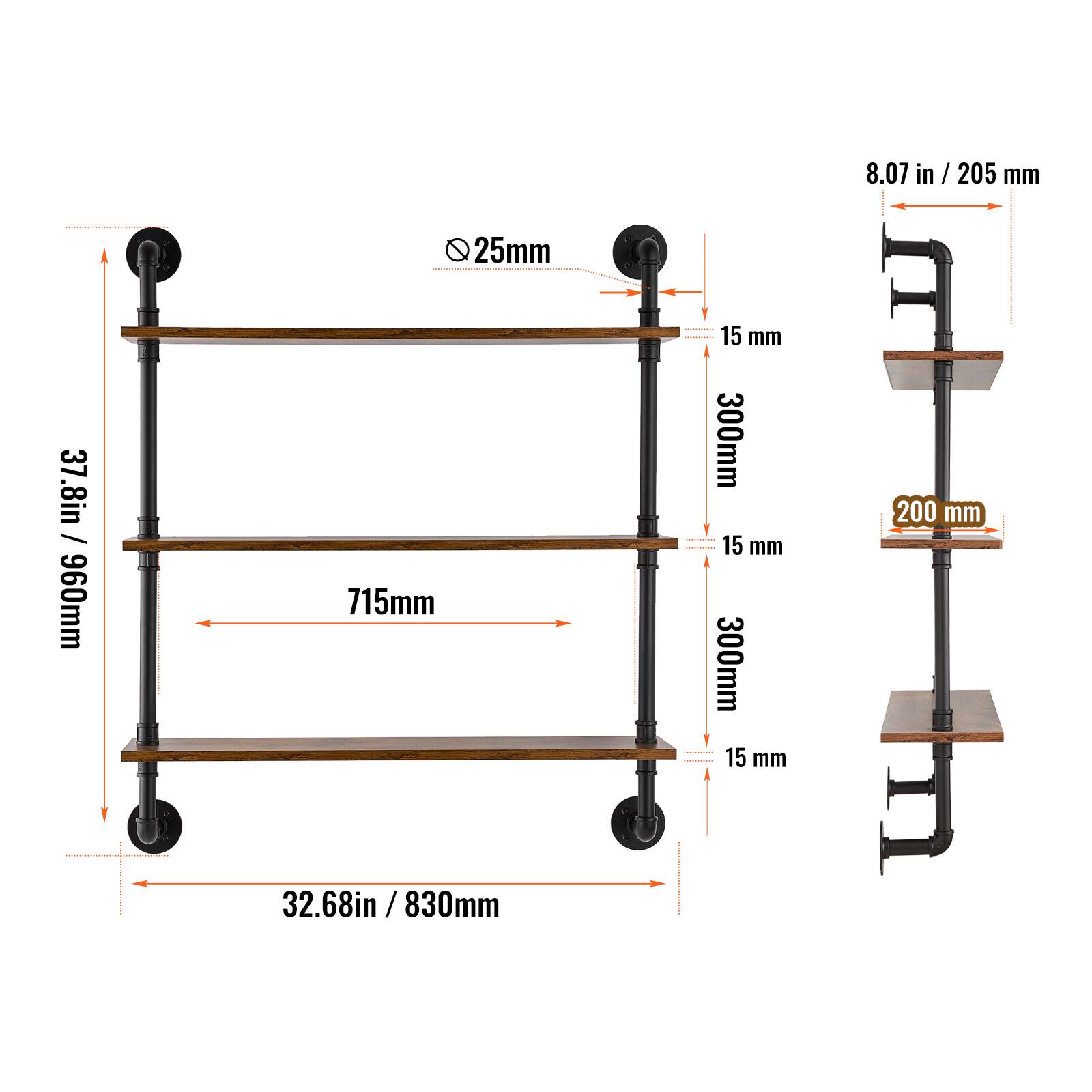 - 37.8 in / 960 mm
- 32.68 in / 830 mm
- 715 mm
- 300 mm
- 15 mm
- 25 mm
- 8.07 in / 205 mm
- 200 mm