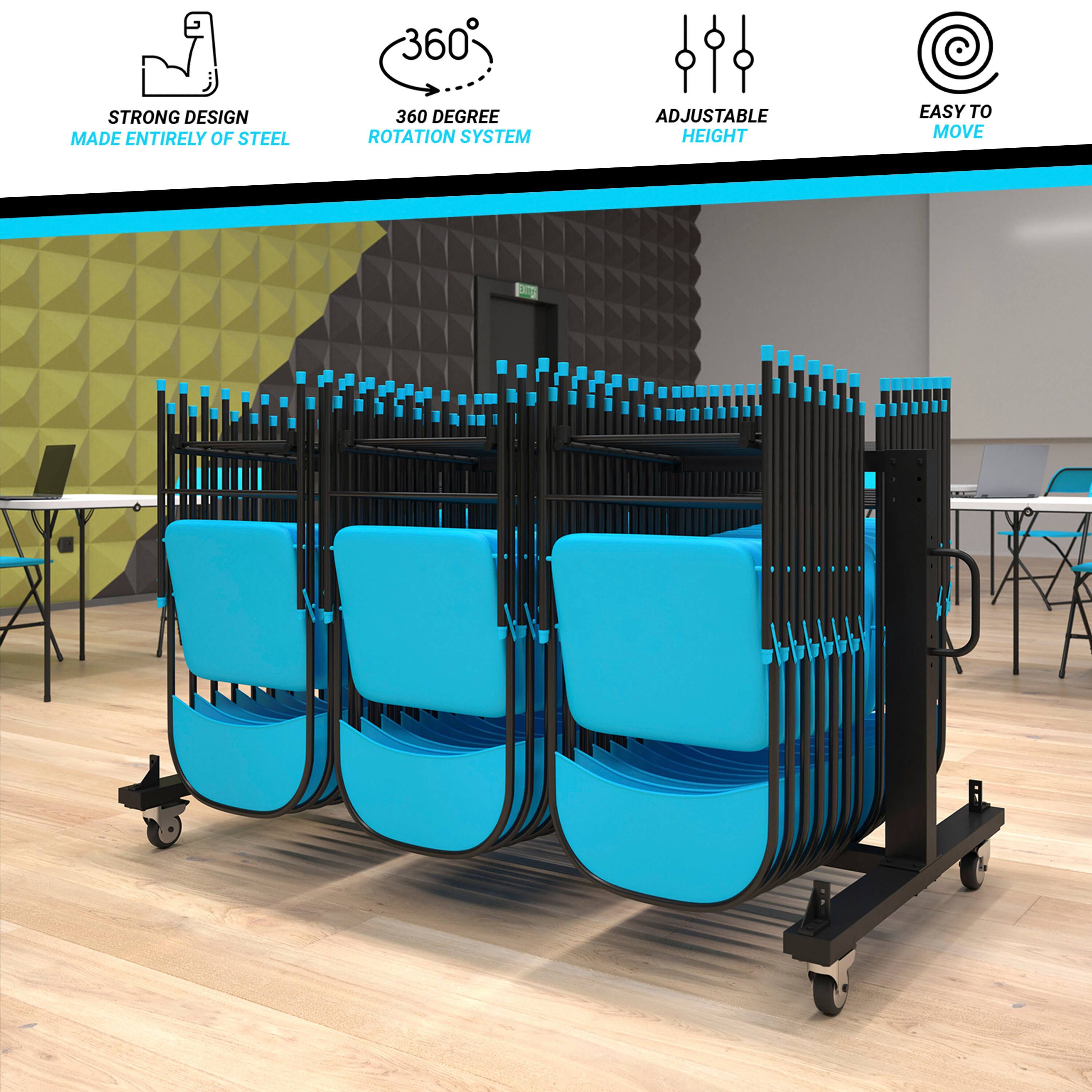 360 STRONG DESIGN MADE ENTIRELY OF STEEL  
360 DEGREE ROTATION SYSTEM  
ADJUSTABLE HEIGHT  
EASY TO MOVE
