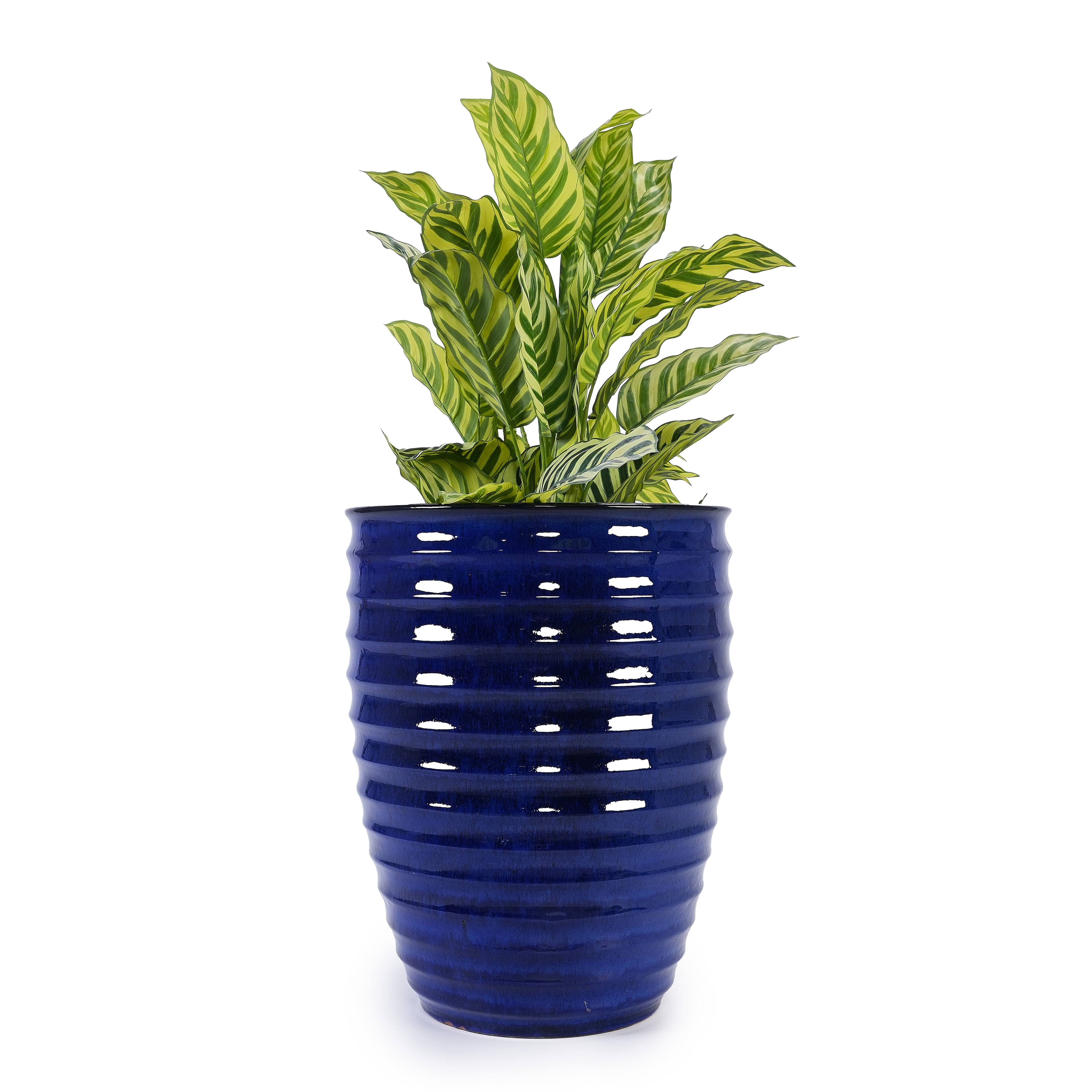 Alt View 2. Loheer - Loheer Ceramic Planter Large Blue Glazed Flower Pot Floor Standing Decorative Indoor Outdoor Garden Planter.