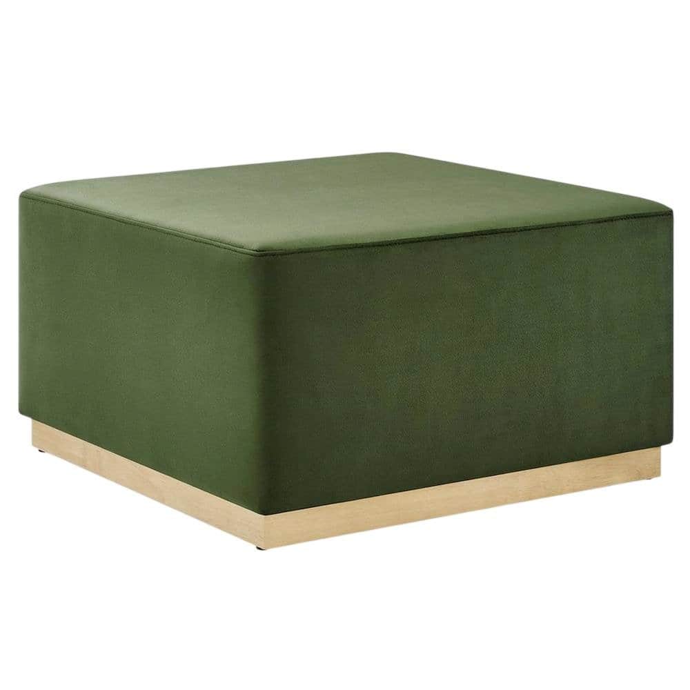 Outdoor Escape - Square Performance Velvet Ottoman, Neutral Color, Plush Upholstery, Patio Spaces - Green price history on PriceWatchPro