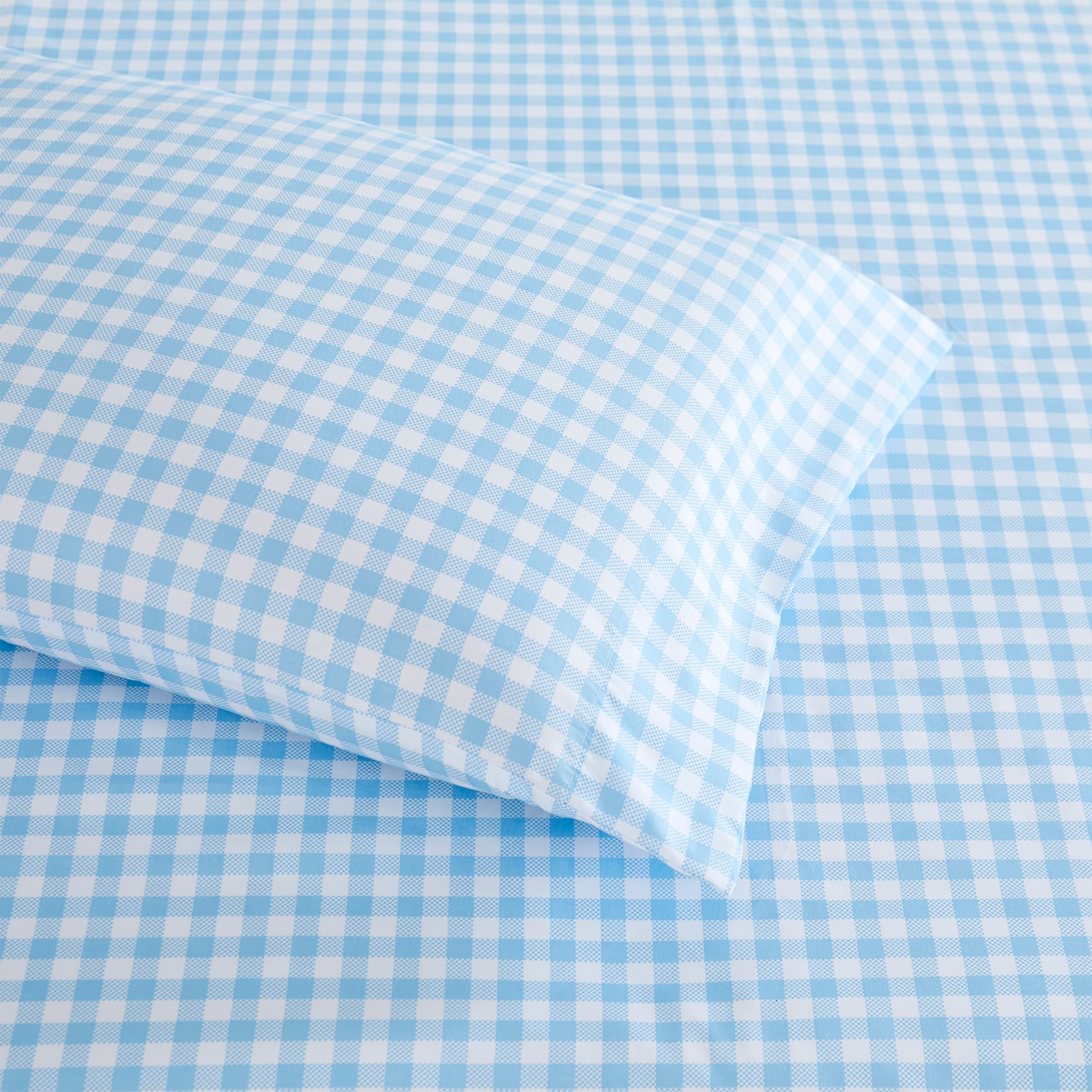 Sweet Home Collection - Kids' Printed Classic & Bright Ultra Soft Microfiber Sheet Sets - Full - Gingham Blue