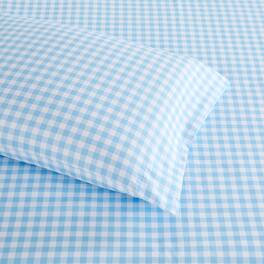 Sweet Home Collection - Kids' Printed Classic & Bright Ultra Soft Microfiber Sheet Sets - Full - Gingham Blue