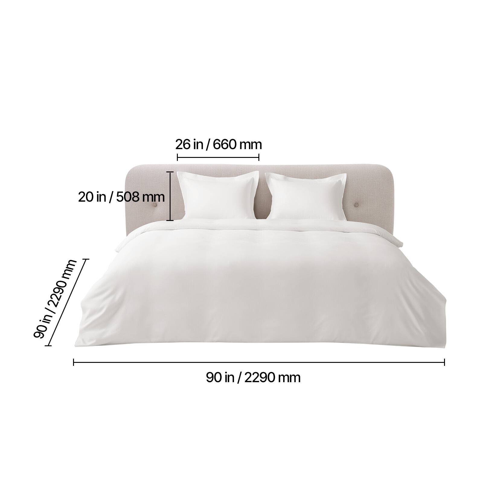 26 in / 660 mm  
20 in / 508 mm  
90 in / 2290 mm  
90 in / 2290 mm