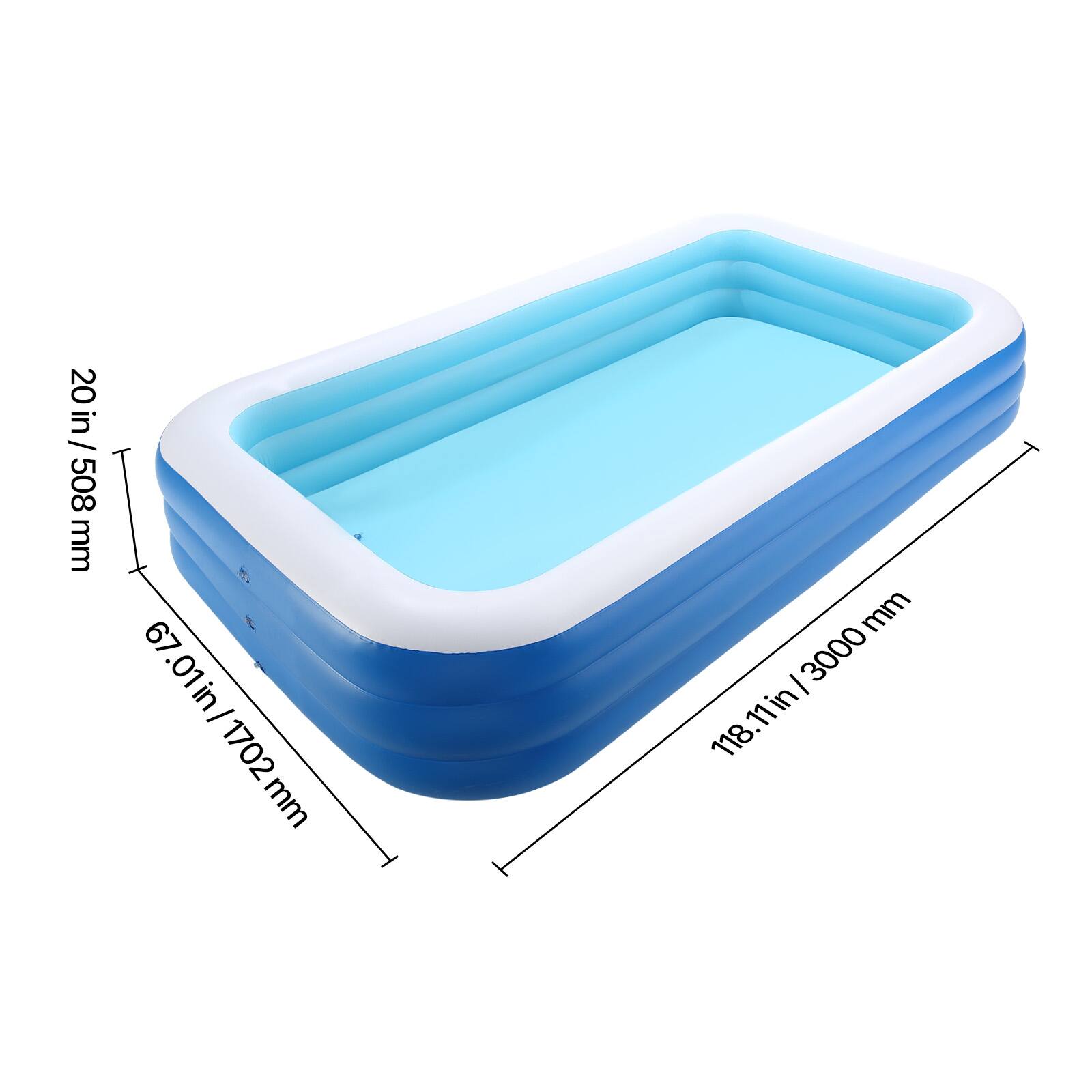 20 in / 508 mm  
67.01 in / 1702 mm  
118.11 in / 3000 mm