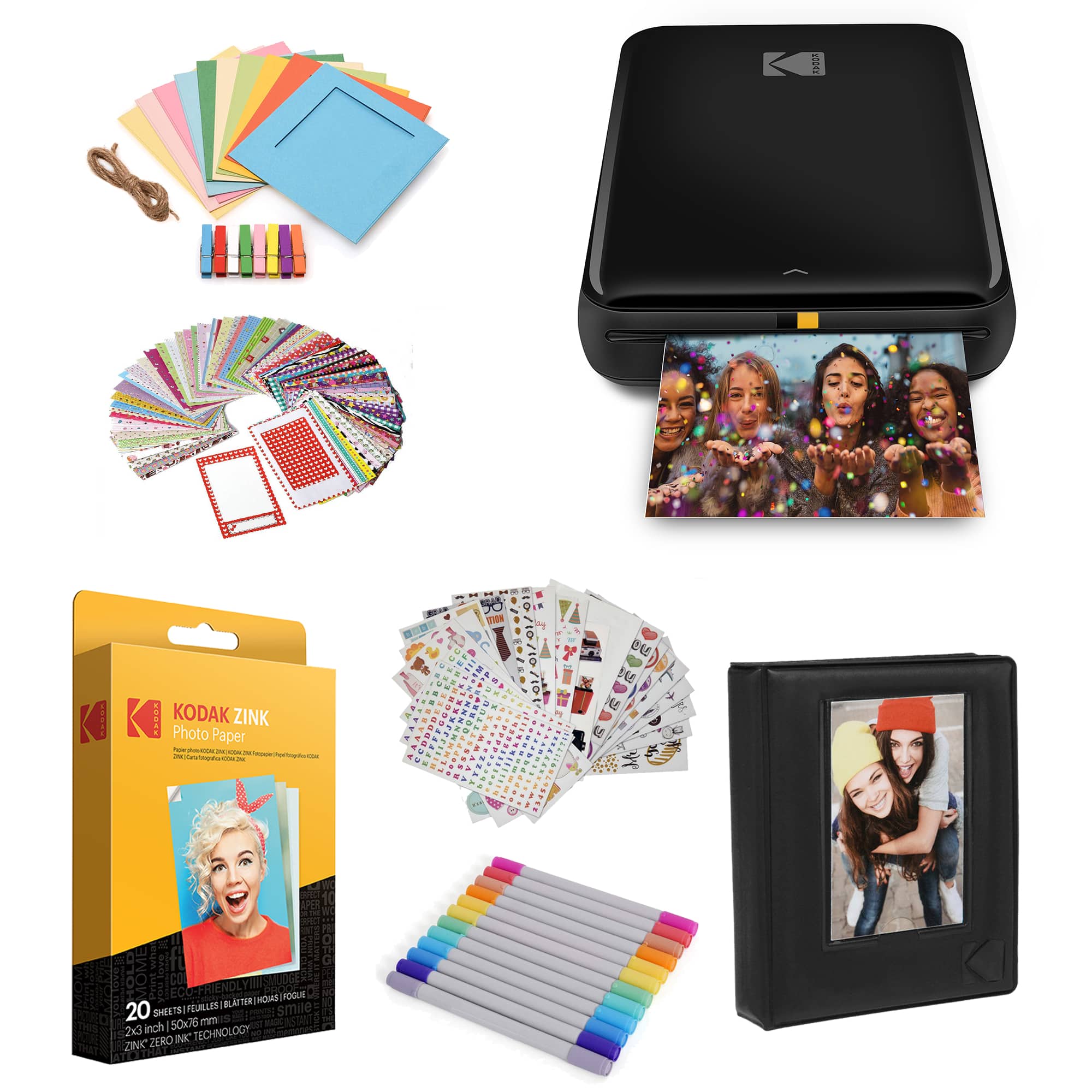 Kodak - Step Mobile Instant Photo Printer 2x3" & Photo Paper Starter Bundle for iOS & Android - Black