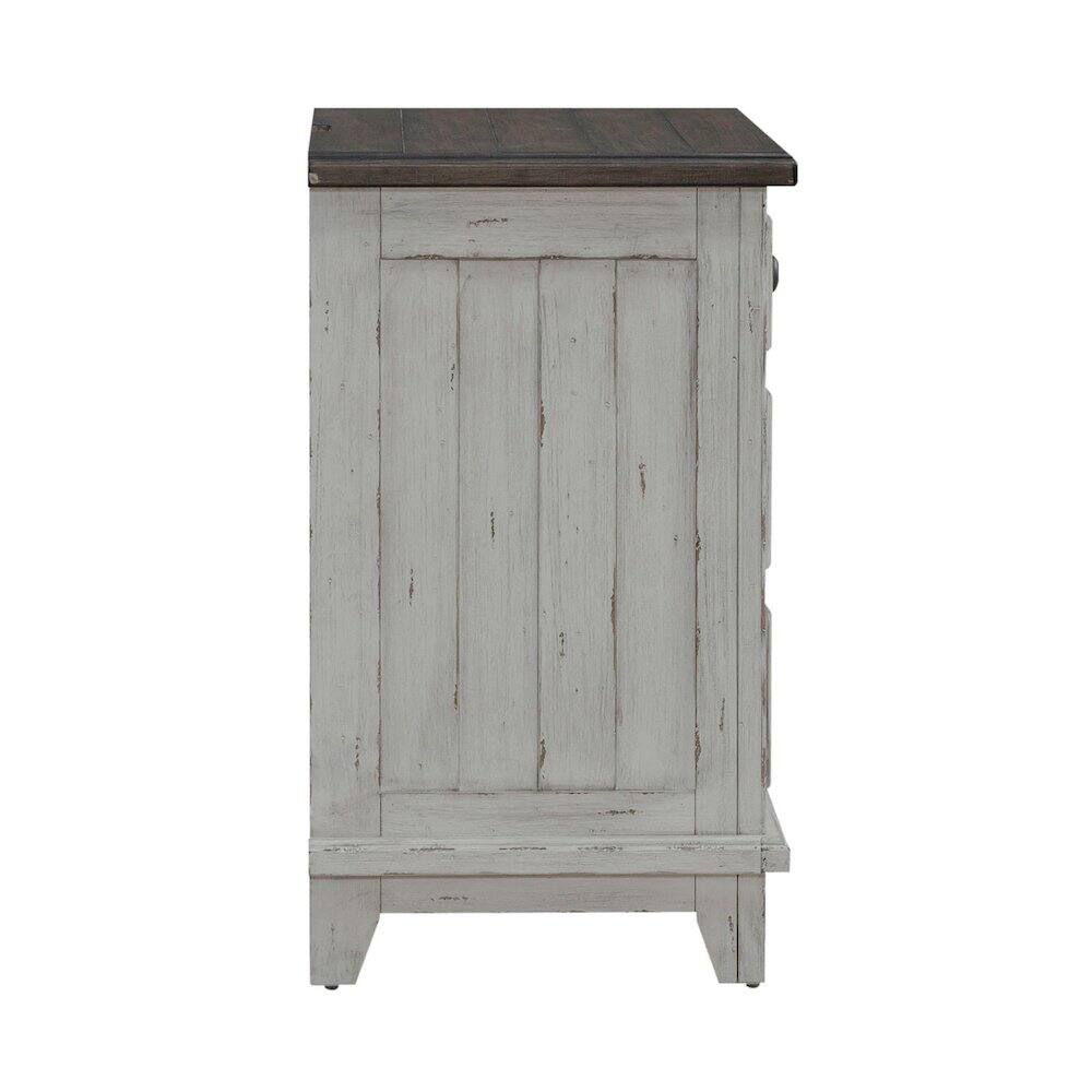 Back. Liberty Furniture Industries - 3 Drawer Nightstand with AC USB Charging Station Cottage - Riverstone White & Tobacco.