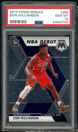 Zion Williamson Rookie Card 2019-20 Panini Mosaic #269 PSA 10