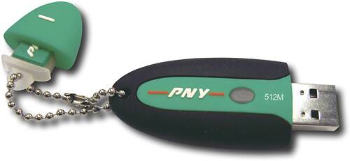 Front Standard. PNY - All-Terrain 512MB USB 2.0 Flash Drive - Green/Black.