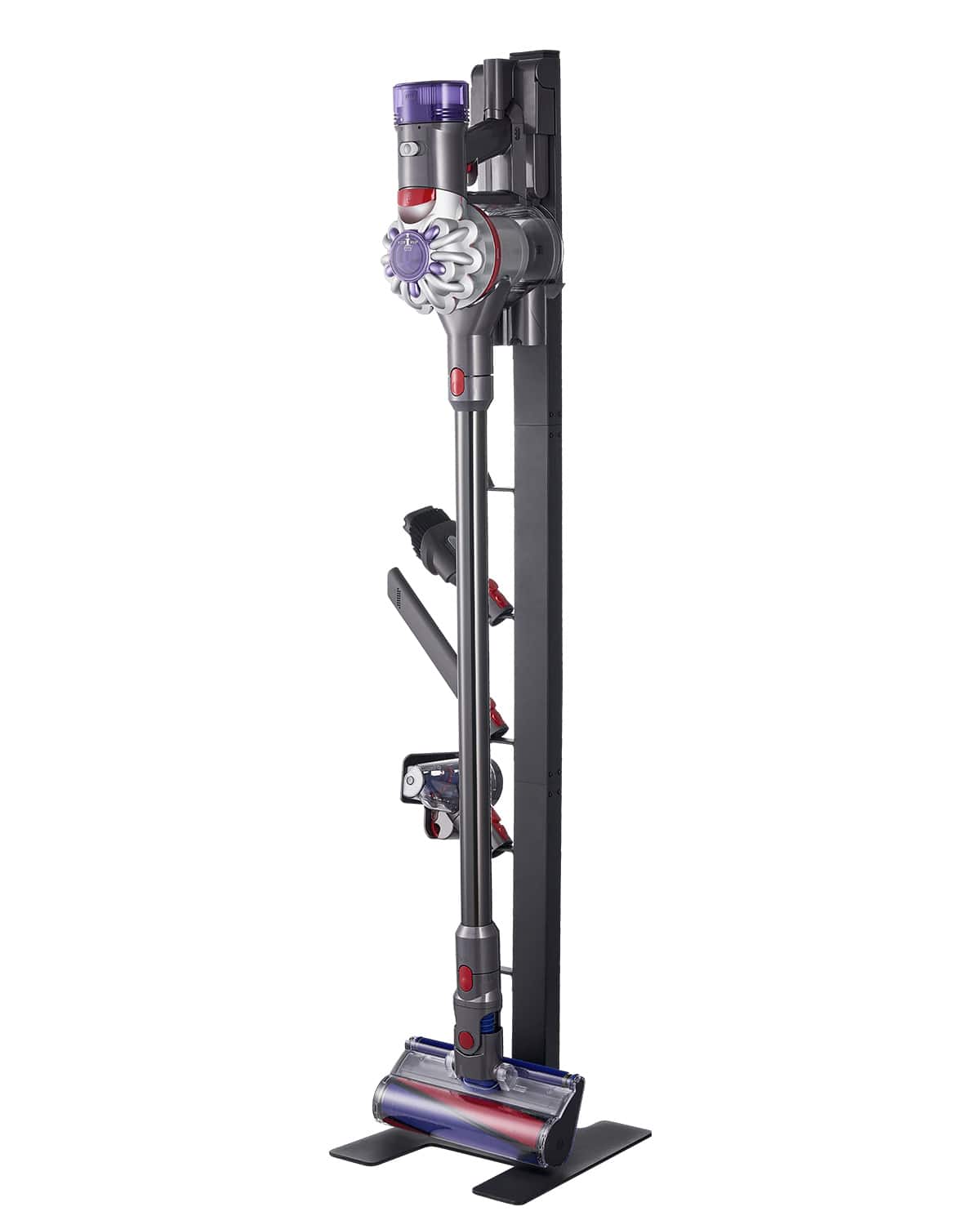 Front. VEVOR - Vacuum Stand for Dyson Multi-Models Stable Storage Bracket Holder with 6 Hooks - Black.